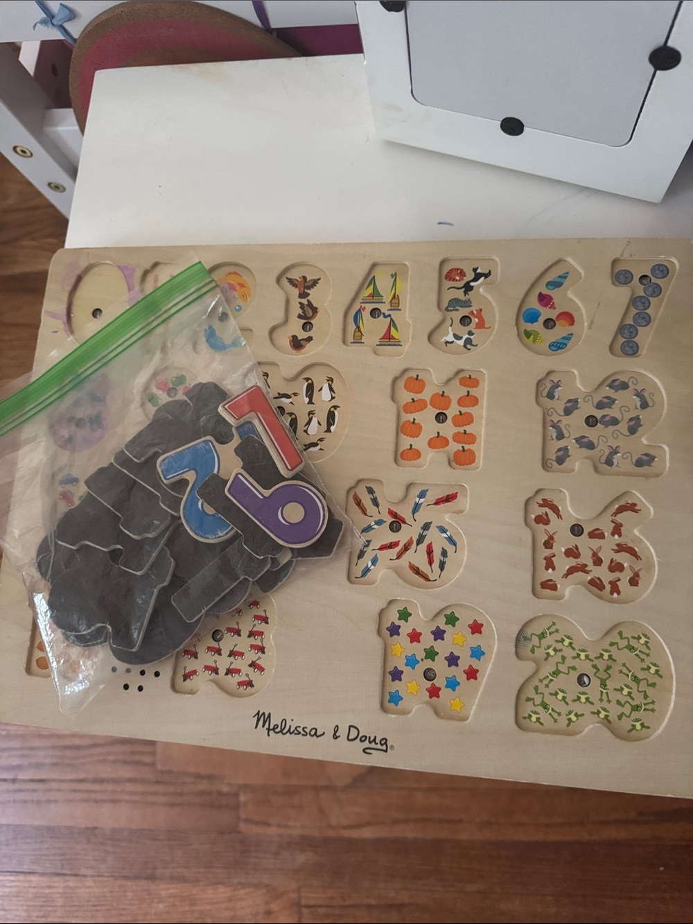 Melissa & Doug Multicolor Wooden Number Matching Puzzle